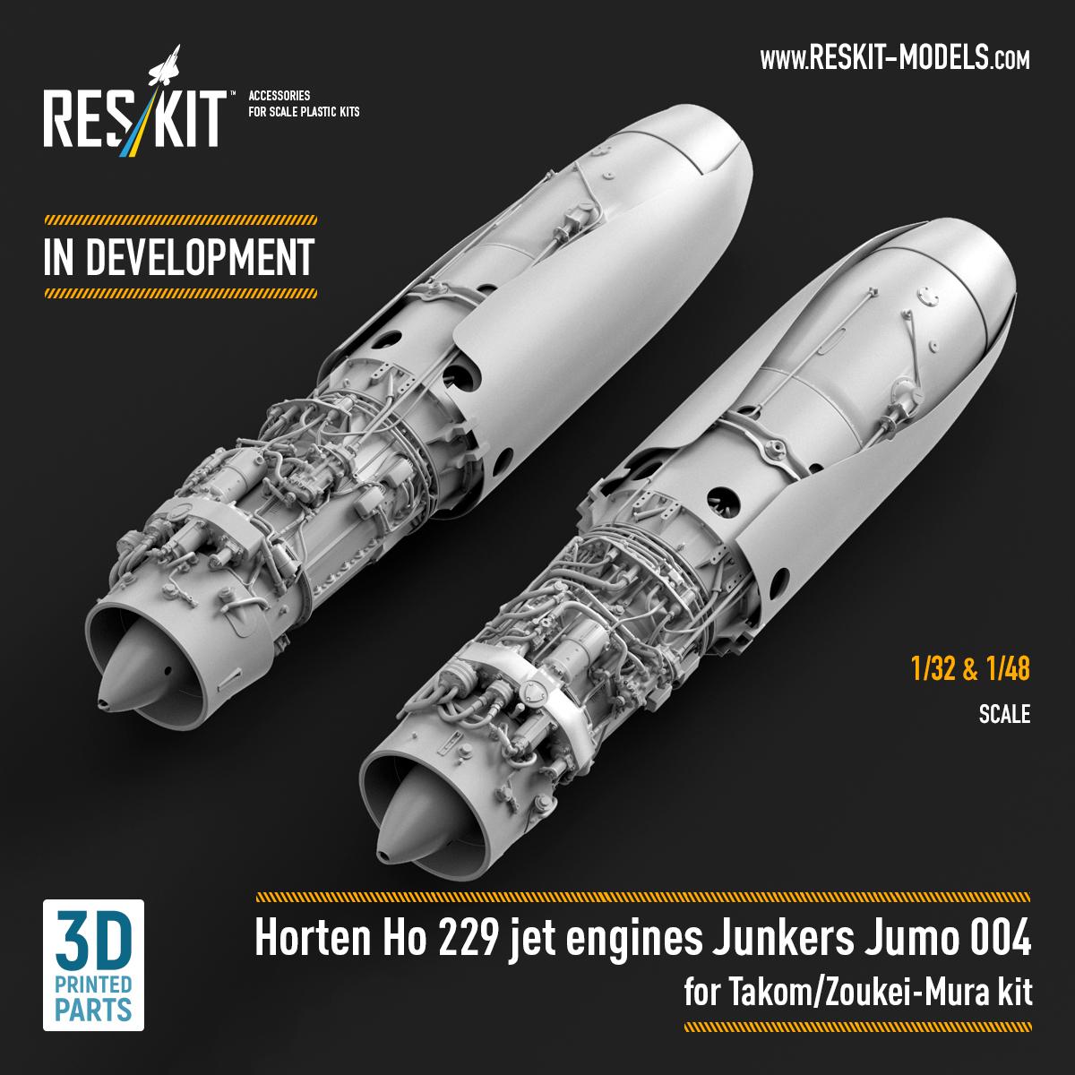 Horten Ho 229 jet engines – Junkers Jumo 004 sets in 1/32 and 1/48 scale
